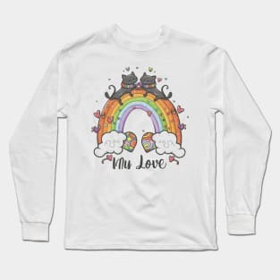 My Rainbow Cat is My Valentine Long Sleeve T-Shirt